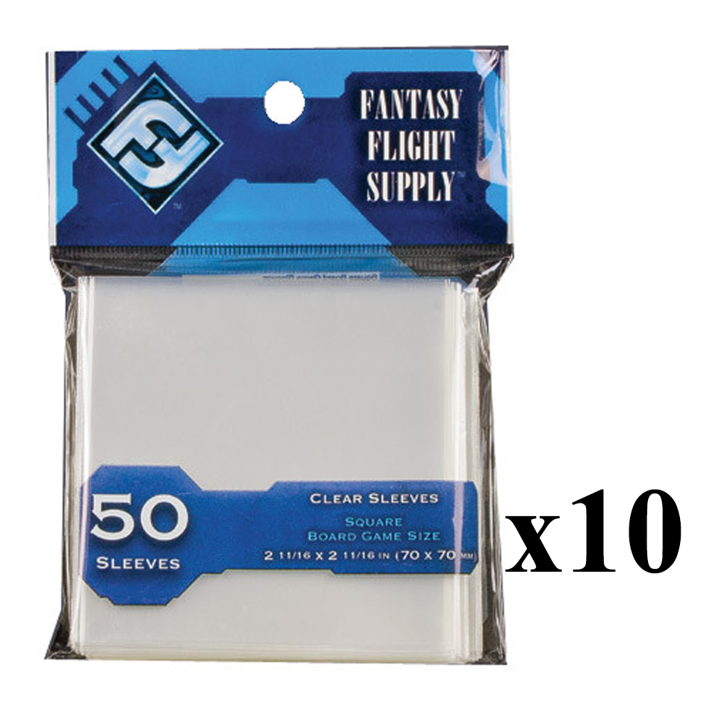 Fantasy Flight Sleeves: Square Board Game Sleeves Display (70 x 70 mm) (10 Packs)