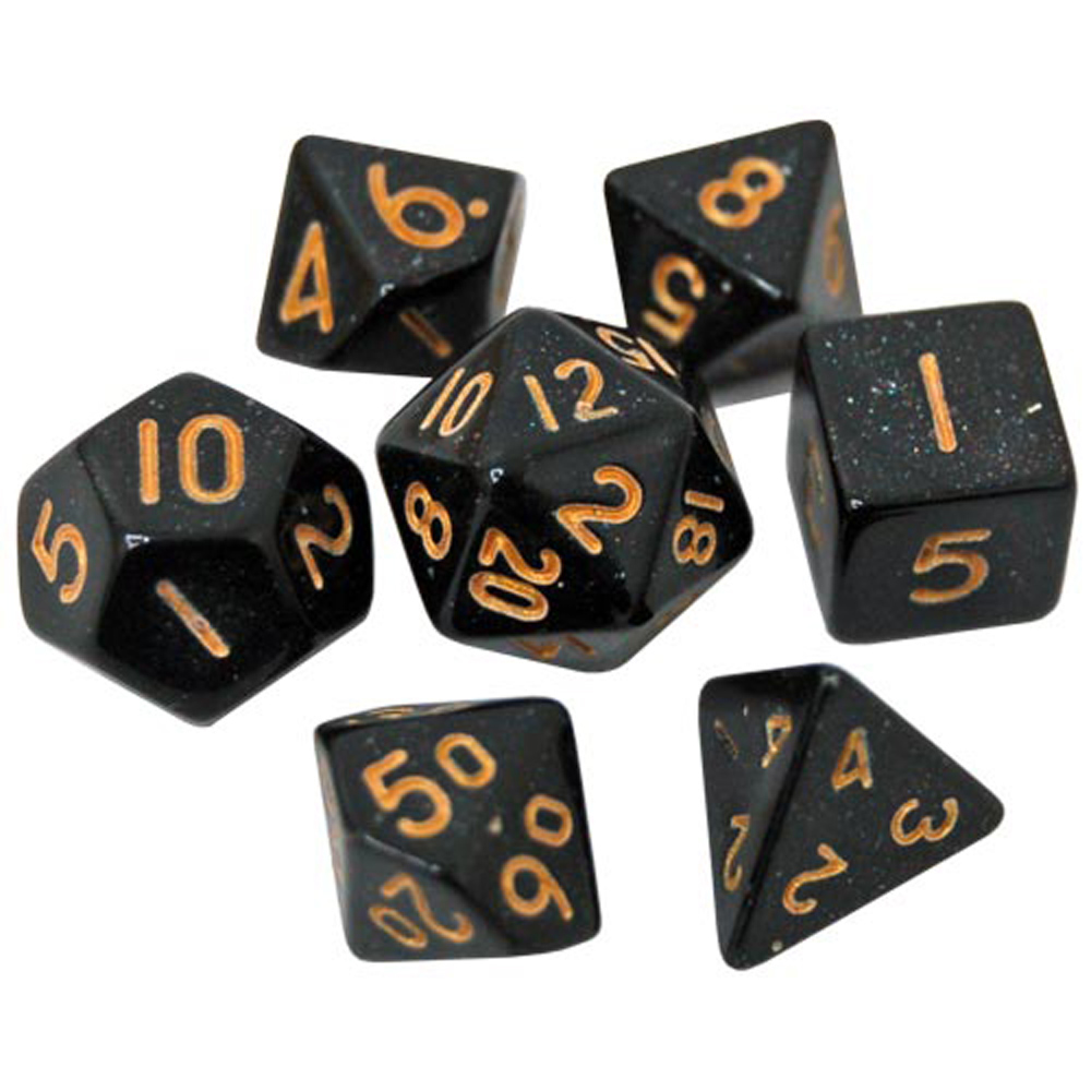 Game Plus Products 10mm Resin Dice: Glitter - Black (7)