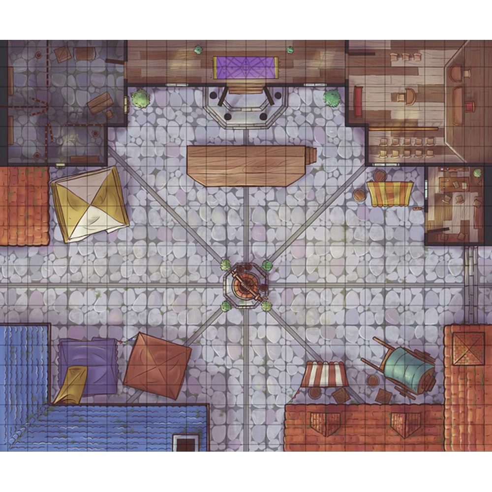 Next Level Miniatures: Wet-Erase Vinyl Game Mat - Town Square