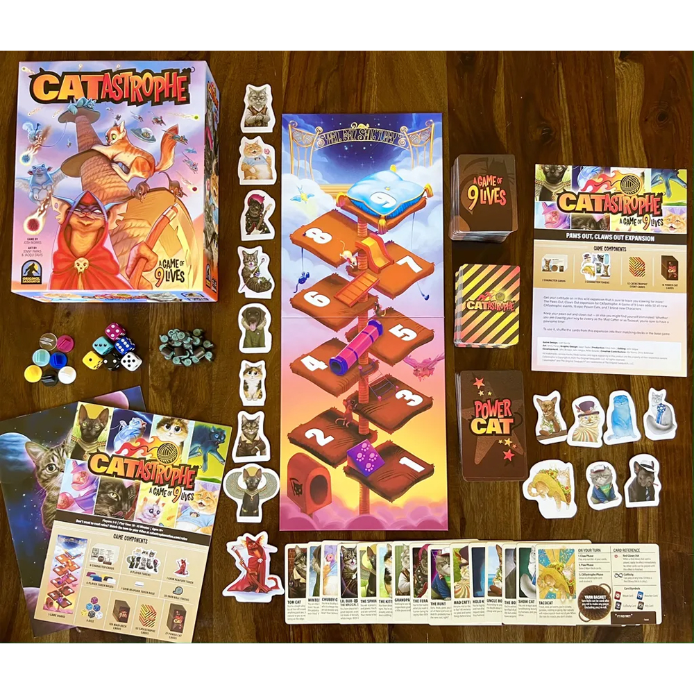 CATastrophe: A Game of 9 Lives - Base Game + Paws Out, Claws Out Expansion