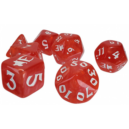 Munchkin Polyhedral Dice Set: Red w/White (7)