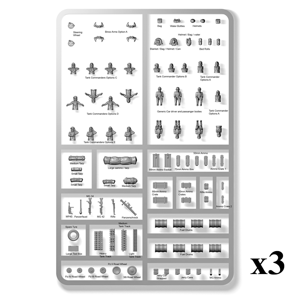 15mm Scale WW2: German Stowage & Tank Commanders