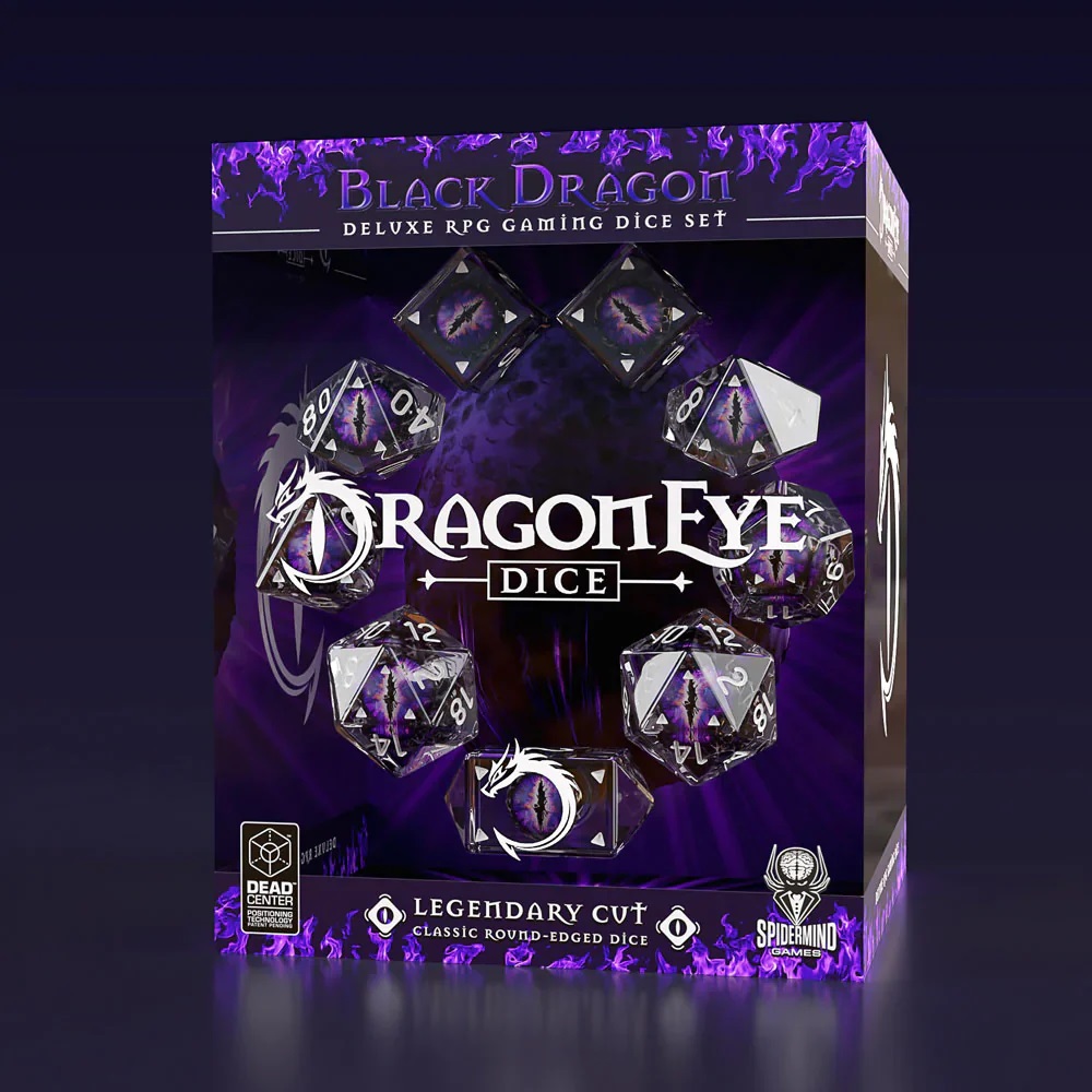 Dragon Eye Dice: Legendary Round Cut - Black (9)